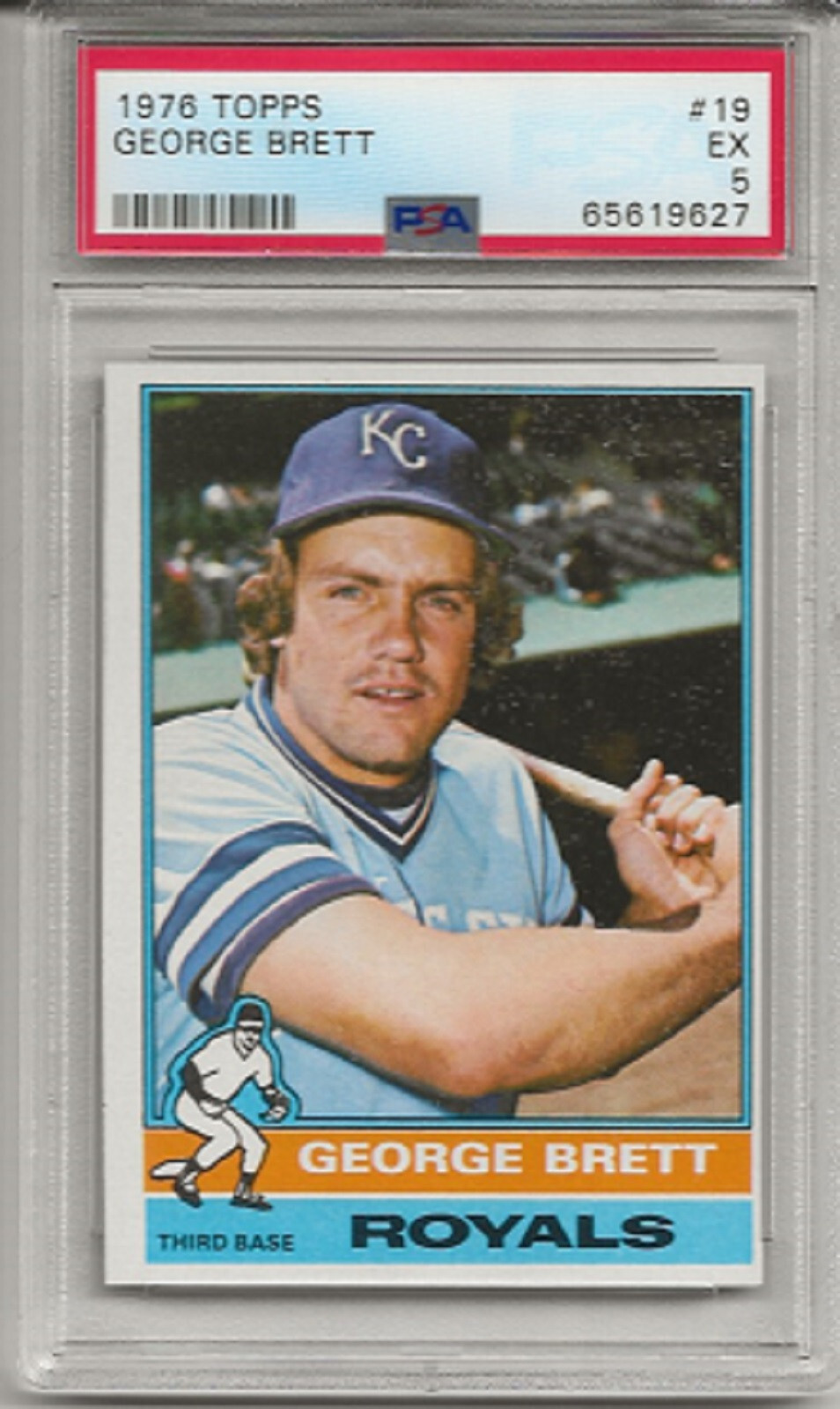 1976 TOPPS #19 GEORGE BRETT, PSA 5 EX, HOF, KANSAS CITY ROYALS, L@@K !