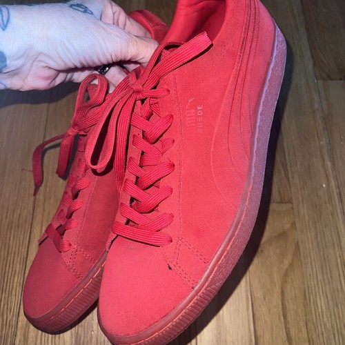 Scarpe casual Puma scamosciate gomma stringate uomo taglia 9,5 rosse sneakers ottime condizioni - Foto 10 di 10