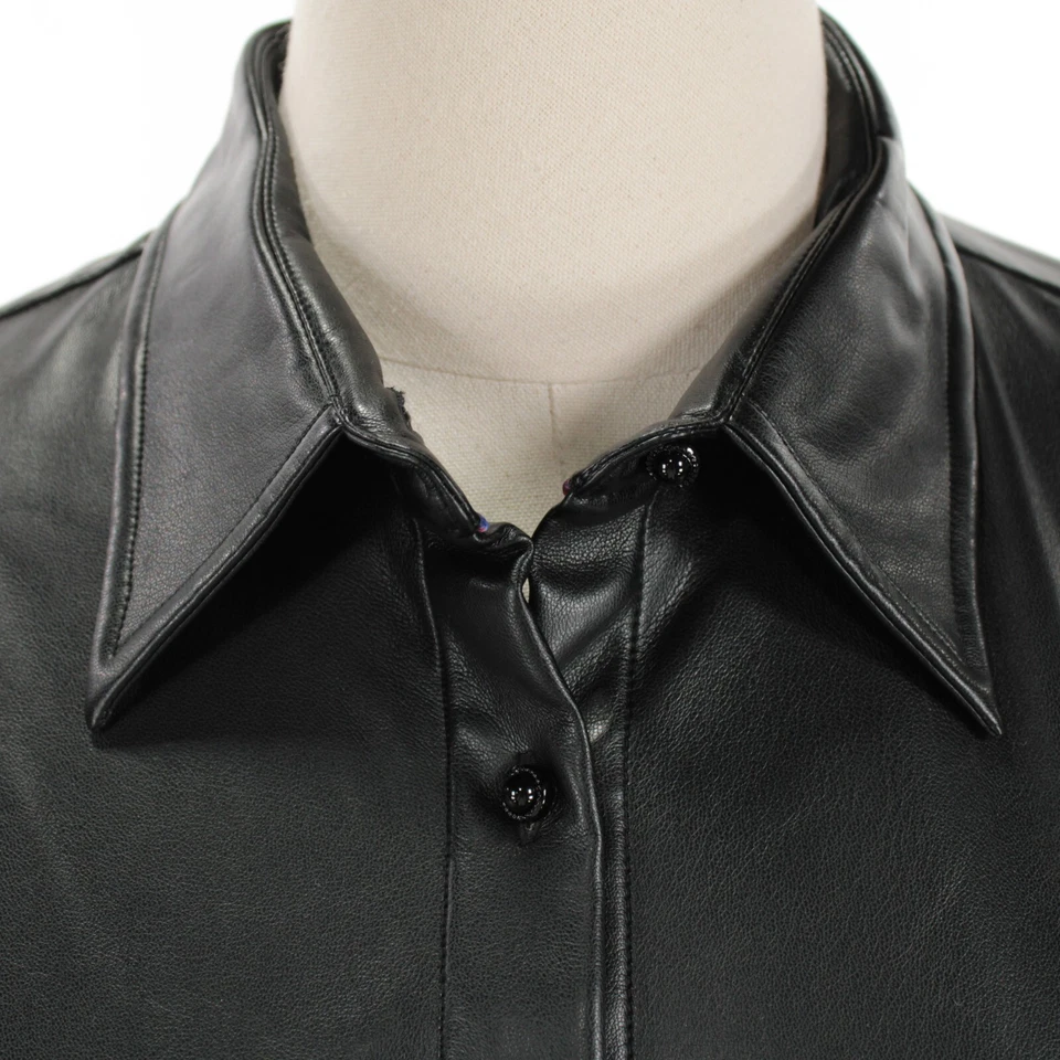 Top Robert Graham Nuevo con Etiquetas Jena Recubierto Imitación Cuero Abotonado Talla L en Negro Foto 2 de 4