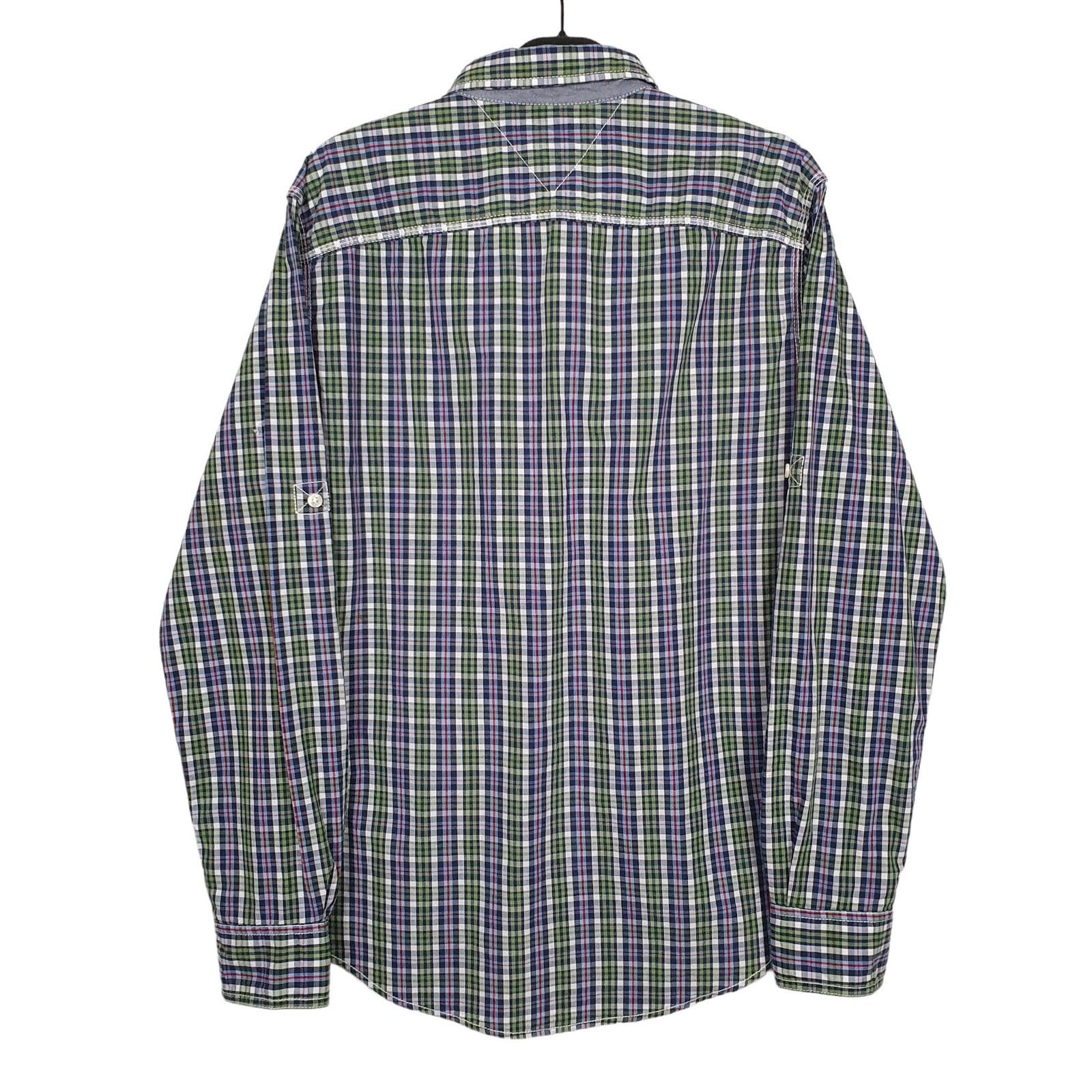 TOMMY HILFIGER Green Check Shirt Custom Fit Long Sleeve Casual Mens M image 3