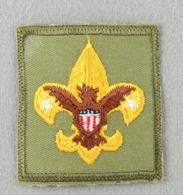 1955-1964 Tenderfoot Scout Rank Patch Smooth Twill Plastic Back Type 8B [MA467]