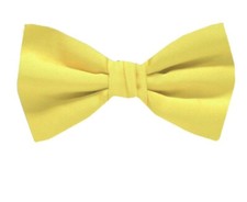 Yellow Pre-Tied Solid Satin Bow Tie for Wedding Formals Schools
