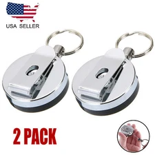 2PCS Steel Wire Rope Elastic Key Chain Retractable Anti Lost Secure Key Chain