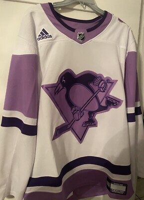 NEW Adidas Authentic Pittsburgh Penguins Hockey Fights Cancer HFC Jersey 52
