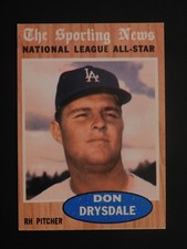 1962 Topps Baseball Card #398 Don Drysdale (EX+)
