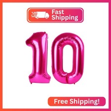 40 Inch Rose Red Number 10 Balloons Foil Digital Helium Number Balloons