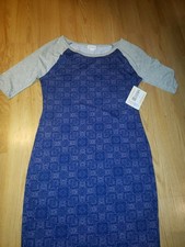 Lularoe Julia Small Blue With Grey Sleeves