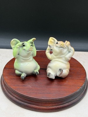 Set of 2 Kitty s Critters ''See No Evil'' ''Hear No Evil''  Pigs By Kitty Cantrell