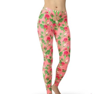 Rose Leggings, Floral Leggings, Printed Leggings, Unique Leggings,