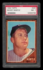 1962 TOPPS #200-MICKEY MANTLE-PSA-7 ,Nice centring , and color .  Rare .