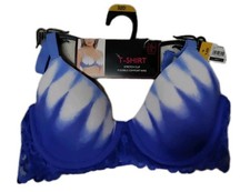   NWT No Boundaries Blue  White Tie Dye Nylon Blend Underwired T Shirt Bra 32D