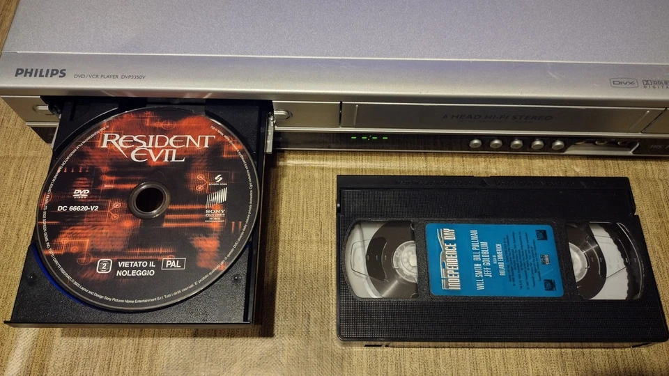 PHILIPS DVP-3350 COMBO VHS DVD 6 TESTINE STEREO CON TELECOMANDO  ORIGINALE  - Immagine 3 di 4