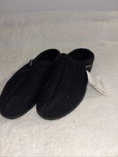 New Haflinger Mens Black Wool Sole Slippers Black Size 41  US 8
