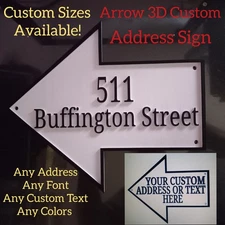 Personalized Home Address 3D Arrow Sign 8" x 6.5" Custom Text, Fonts, Colors 