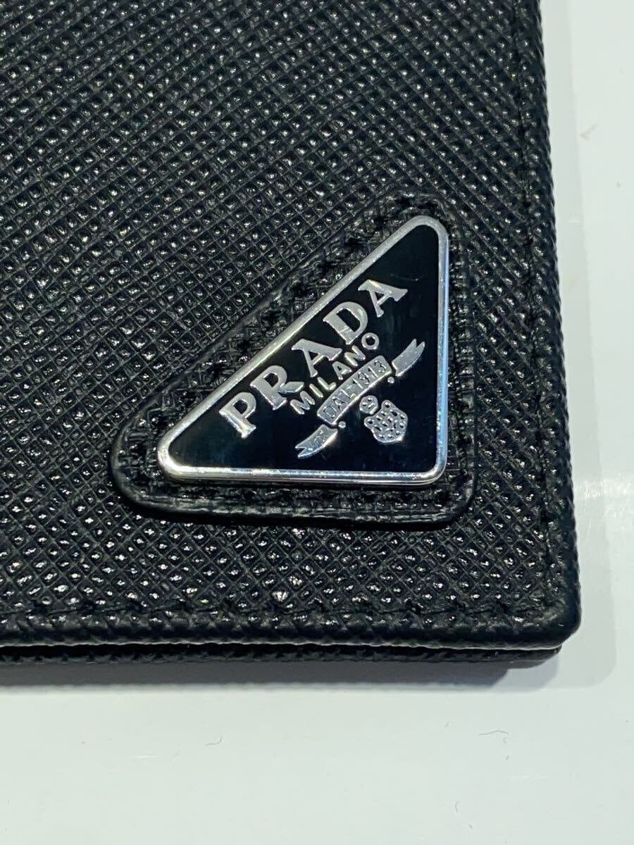 PRADA Folded Wallet Saffiano Triangle Bi-fold Black Mens PRADA Folded Wallet Saffiano Triangle Bi-fold Black Mens