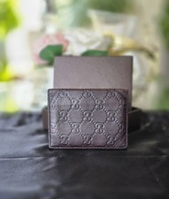 GUCCI GG Embossed Dark Brown Signature Leather Bifold Wallet WITH BOX
