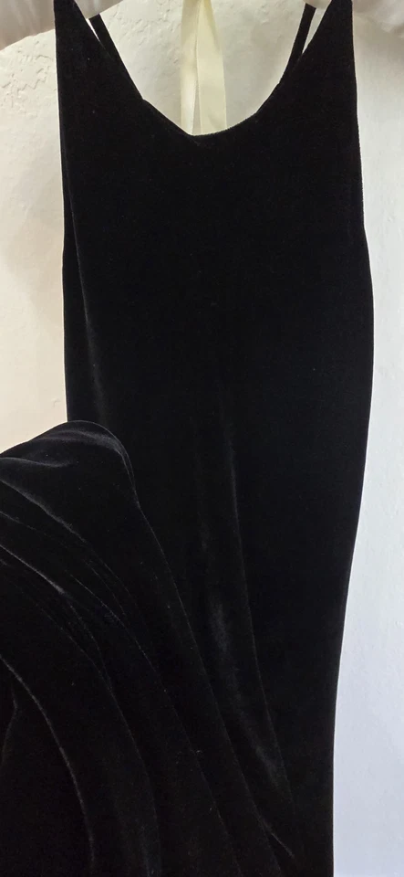 Maxi Vestido Para Mujer De Colección Simplicy Los Angeles 100% Terciopelo Seda Negro Talla 8 M Foto 4 de 4