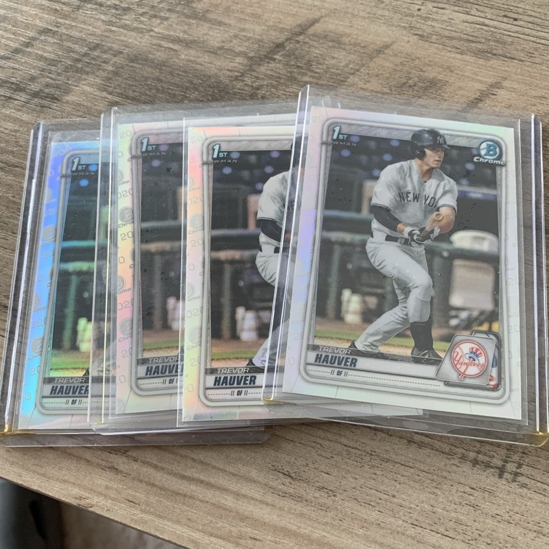 (4) TREVOR HAUVER Lot 2020 Bowman Chrome BD-113 5 Refractor 1st Edition YANKEES