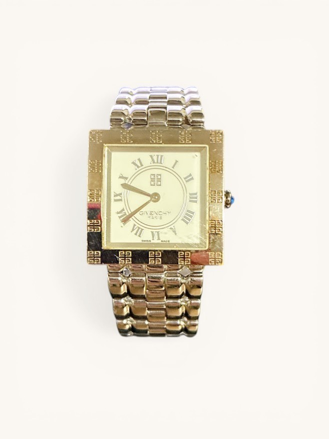 Givenchy Watch Silver Square Roman Dial Quartz Unisex Working From