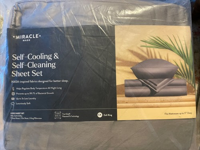#ad #ad Miracle Made Cal King Grey Self Cooling Self Cleaning Luxe Sateen Sheet Set 17” $115.00