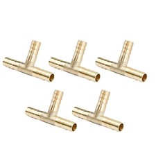 5x 5/16" 8mm Hose Barb TEE Brass Pipe 3 Way T-Shaped Fittings Connector Parts