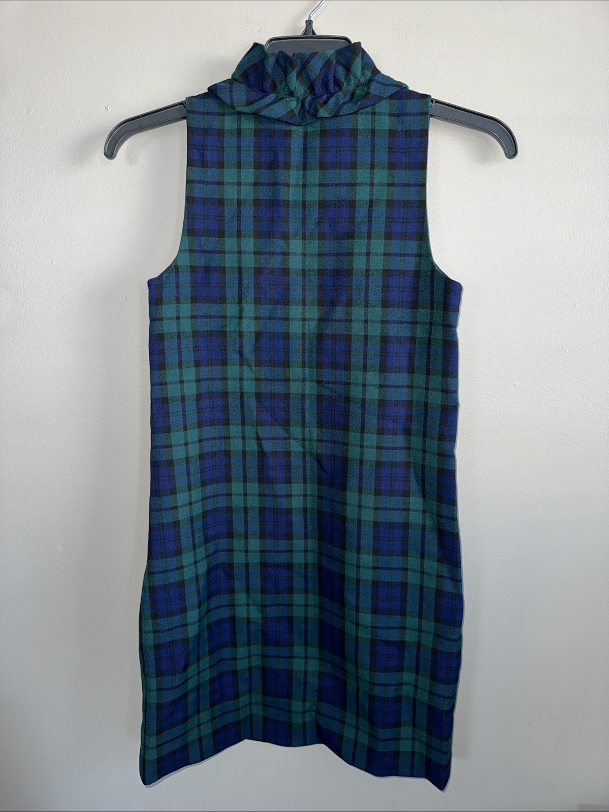 Vineyard Vines NWT   Ruffle Neck Green Plaid Shift Dress Sz 00