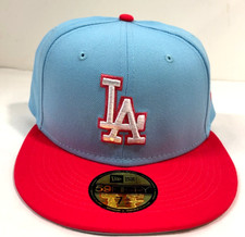 Los Angeles Dodgers MLB NE 2Tone Color Pack Fitted Hat~  Blue/Fuchsia