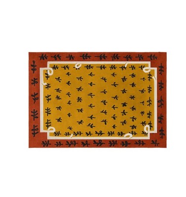 Hand Tufted Wool And Cotton Rug Color Yellow Handmade Design Carpet Rug