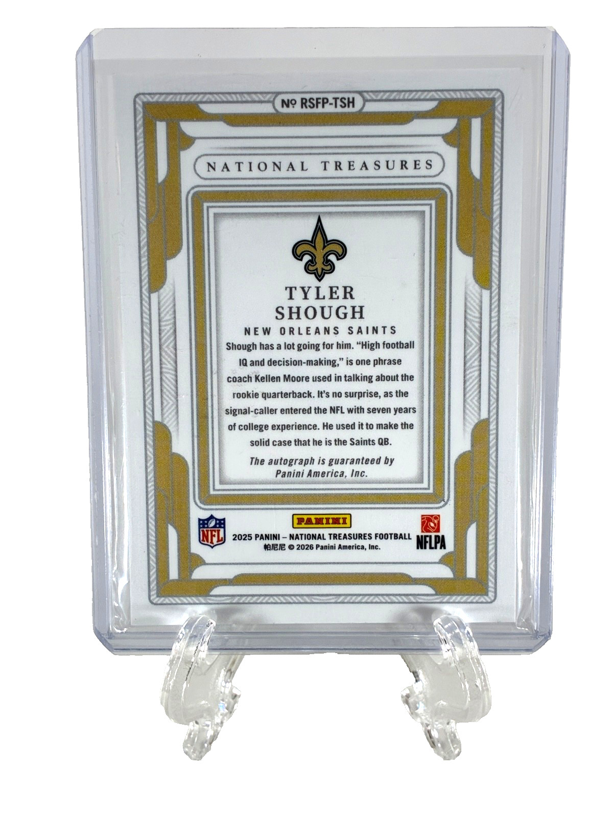 TYLER SHOUGH 2025 Panini National Treasures 28/99 Rookie ON CARD Auto #RSFP-TSH view 3