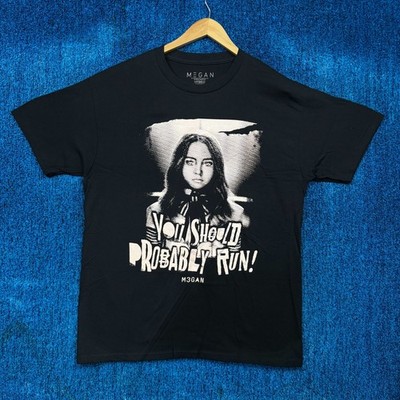 Megan  You Should Probably Run!  Graphic Horror Movie T-Shirt Size Large
