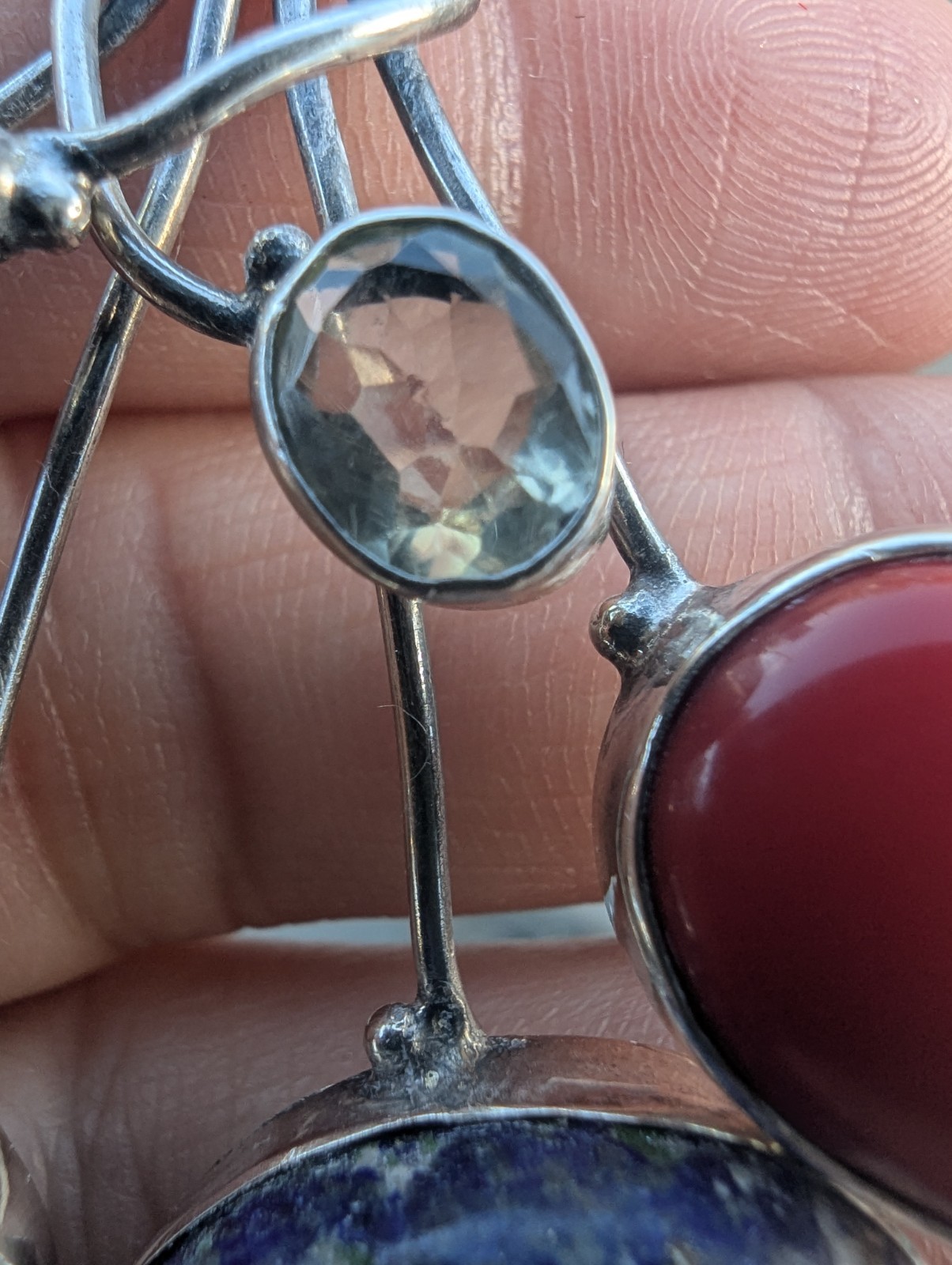 Handmade Silver Multi Gemstone Statement Pendant … - image 22