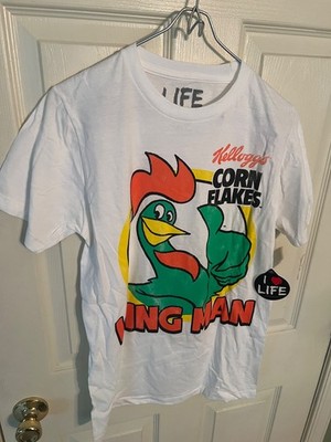 NEW LIFE CLOTHING CO. KELLOGGS CORN FLAKES WHITE T-Shirt SZ MEDIUM WING MAN RARE
