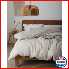 XZ XIFA Linen Duvet Cover Set, King Size, Natural Linen, 1 Cover 2 Pillowcases
