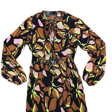 ASOS DESIGN Maxi Dress Womens 12 Brown Floral Cutout Plisse Party Event