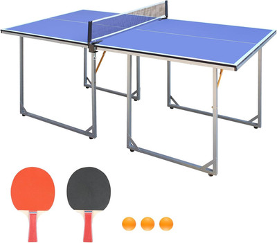 Foldable Table Tennis Table, Mid-Size 6' X 3' Table Tennis Table with 2 Paddles,