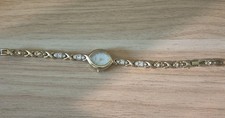 Women's Quartz Analog Gold Tone Bracelet Watch White Dial Arabic Dress