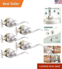 Easy Install 5 Pack Brushed Nickel Door Levers - Privacy for Bedrooms/Bathrooms
