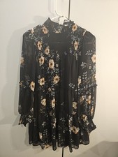 Olivaceous Womans Black Floral Medium Dress