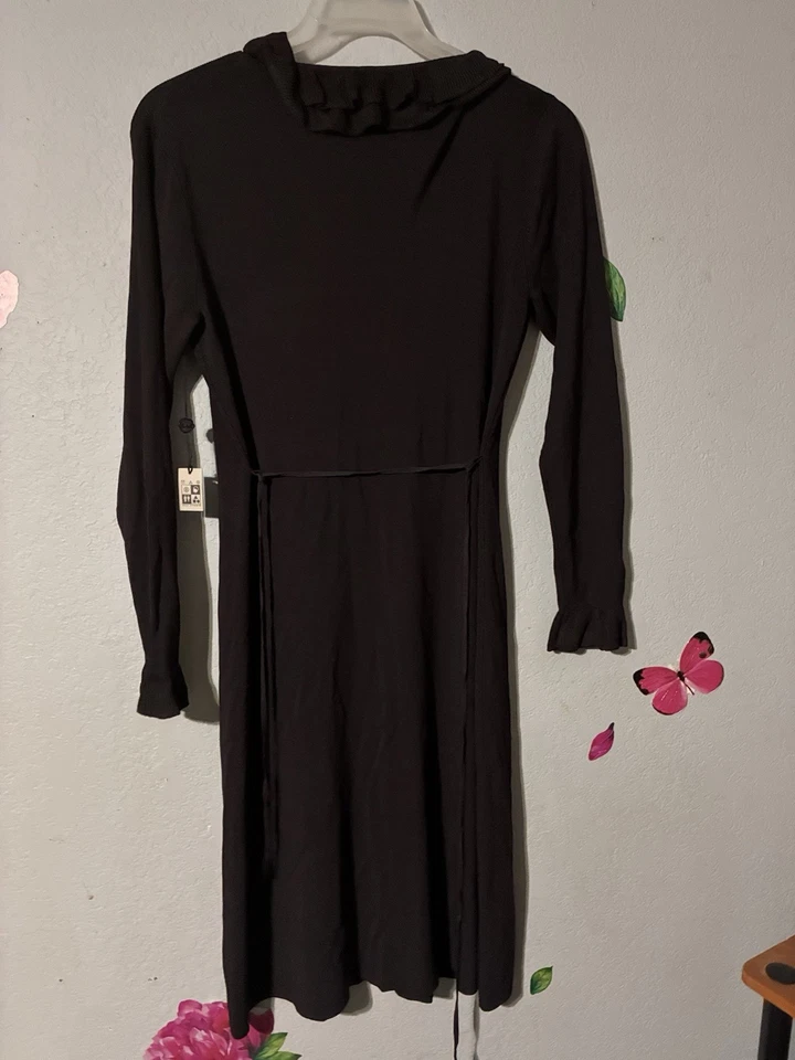 Max Studio Damen braun Langarm Rüschen Kragen Kleid Größe Large  - Bild 4 von 4
