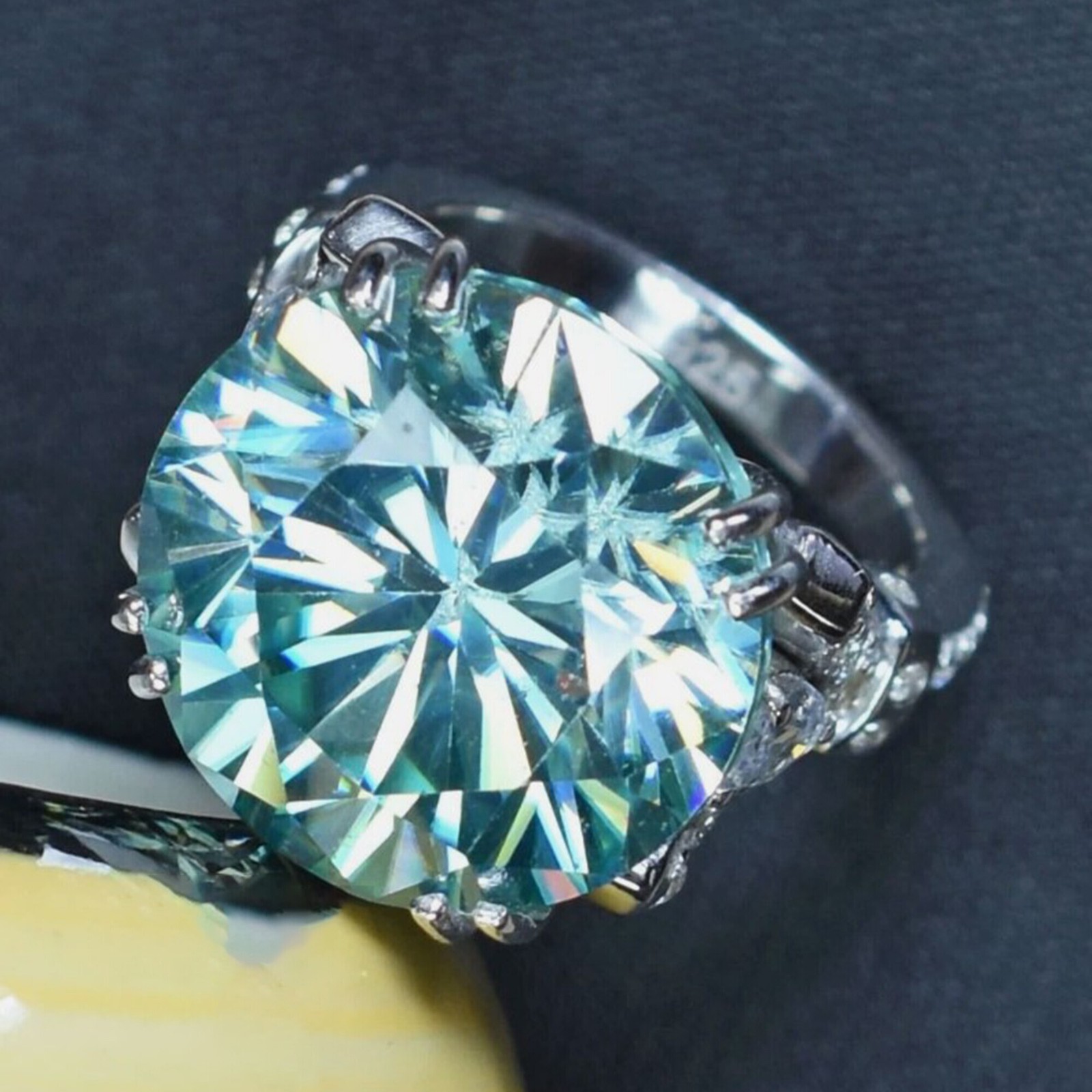 8.00 Ct Certified Blue Round Diamond Ring 925 Silver Big Christmas Gift Pick