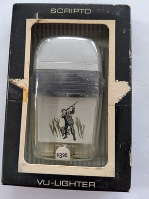 Vintage Scripto VU-Lighter HUNTER in Original Box Silver & Black