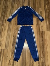 Adidas Boys Sz 6 Jogger Track Suit Set Outfit Royal Blue White Full Zip