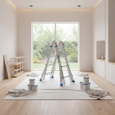 Multi Position Ladder Adjustable Folding Step Ladder Stable for Warehouse