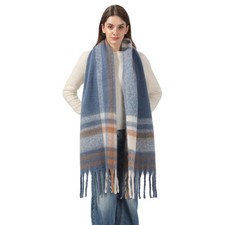 Women Winter Plaid Scarf Cold Weather Big Warm Long Soft Oversized Blanket Shawl