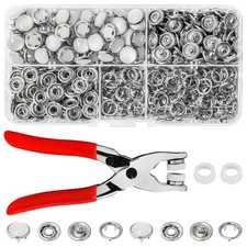 K Kwokker Pearl Snaps for Fabric w/Snap Pliers, Metal Snap Button Kit for Clo...