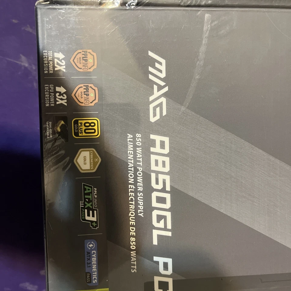 MSi MAG A850GL PCIe5 850 Watt, ATX3.1, PCIe5.1, 80 PLUS GOLD -Sealed - Image 2 of 4