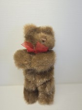 First  Main Rinky Dinky Minky Bear Plush Brown Teddy Bear Red Bow 6"