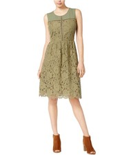 maison Jules Womens Lace Fit & Flare Dress, burntolive, 8
