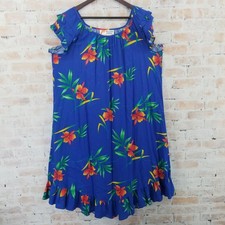 Vtg Malihini Hawaii Dress Tropical Flower Floral Dress Women's Medium USA Made