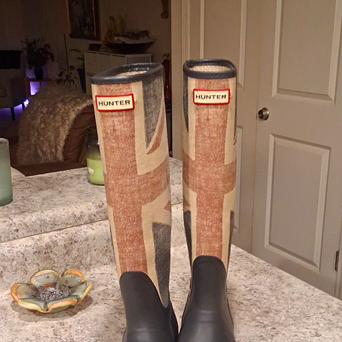 Hunter Women's Knee High Rubber Rain Boots Union Jack Print Pull-On US 8